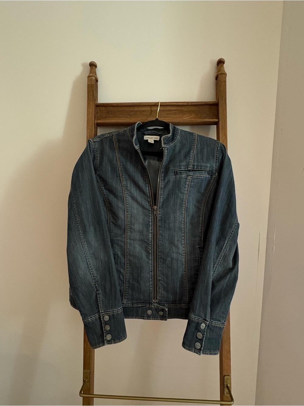 Coldwater Creek Dark Blue Denim Zip-Front Jacket Sz 12